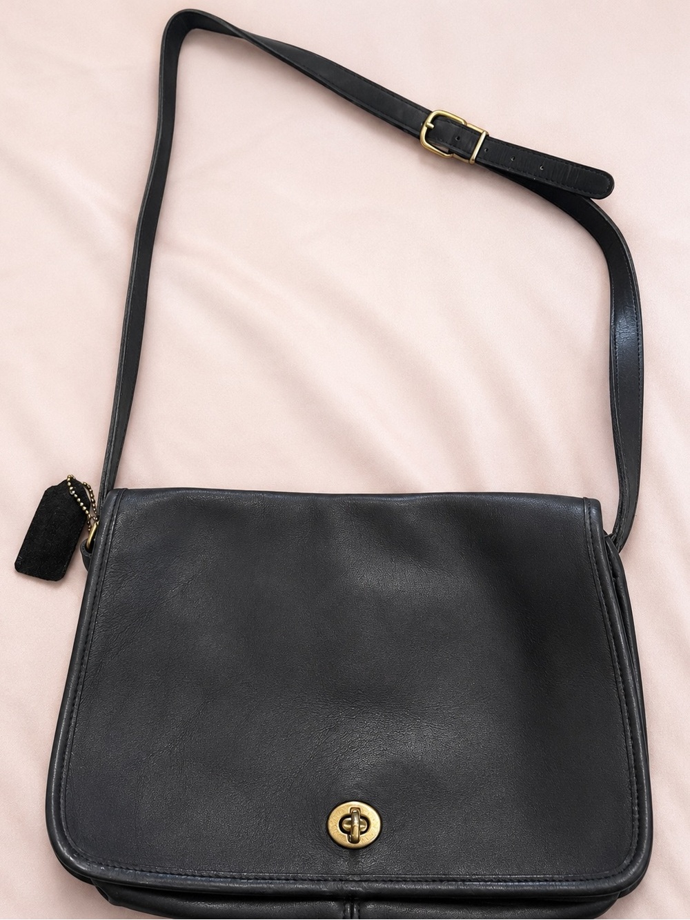 Vintage Coach 9320 Convertible Clutch Dbl Strap Bag Blk Glove Tanned Leather USA